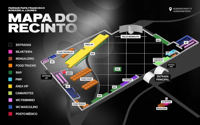 David Guetta - The Monolith Tour - Mapa do recinto.