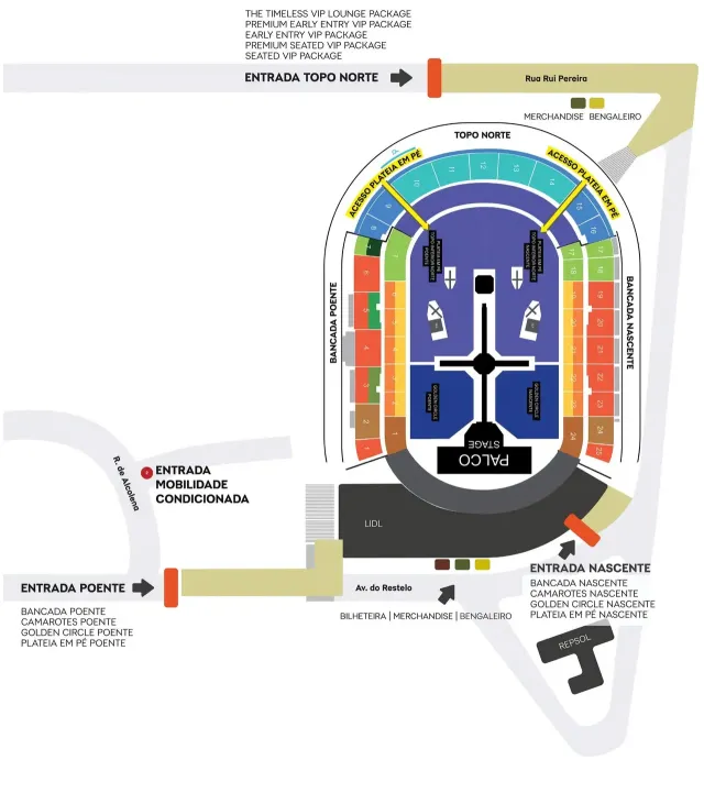 The Weeknd: After Hours Til Dawn Tour - Mapa do recinto no Estádio do Restelo.